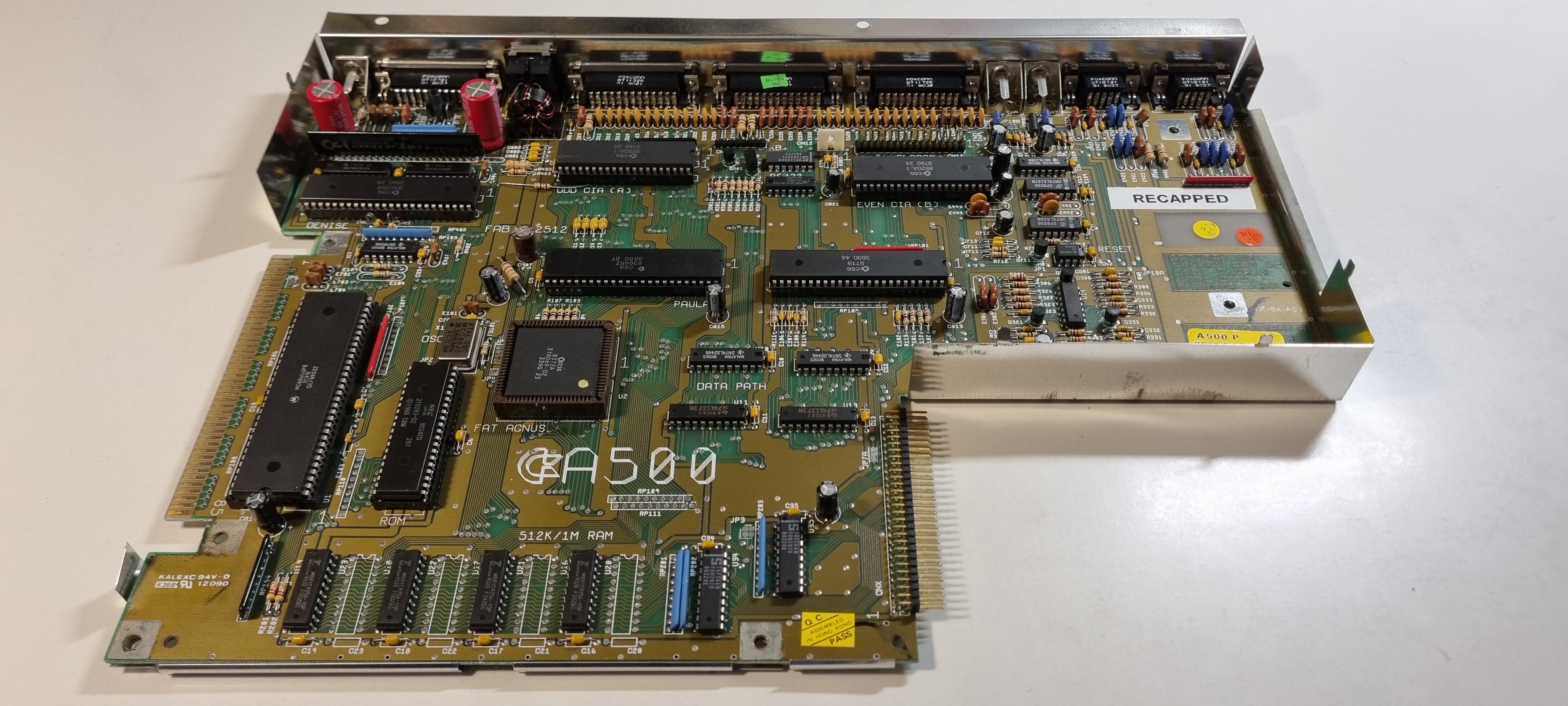 Recapped Commodore Amiga 500 Rev 6A Motherboard
